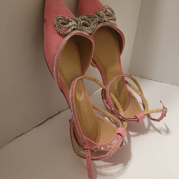 Shoedazzle Womens Rhinestone Pointed Toe Flat Pink Sandal Size 7 New without tag - Picture 5 of 10